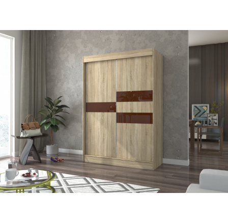 Posuvná skříň s lacobelem BATIA 150 Sonoma+Choco Lacobel