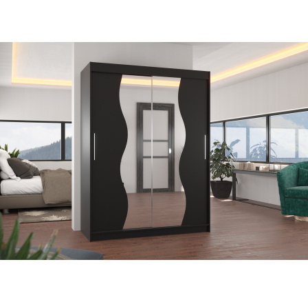 Posuvná skříň se zrcadlem RENZO 150 Černá+Černá