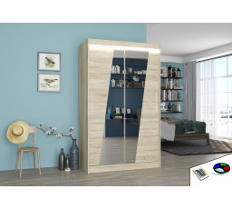 Posuvná skříň se zrcadlem a LED osvětlením TEXAS 120 Sonoma+Sonoma