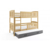Dětská patrová postel KUBUS 3 s přistýlkou 90x200 cm, včetně matrací, Přírodní/Grafit