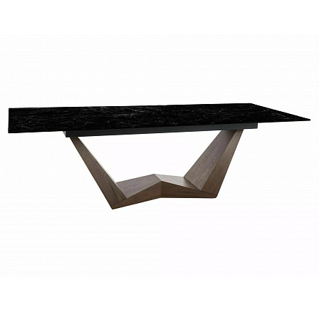 Jídelní stůl BONUCCI CERAMIC, Nero Greco, Černá/Ořech