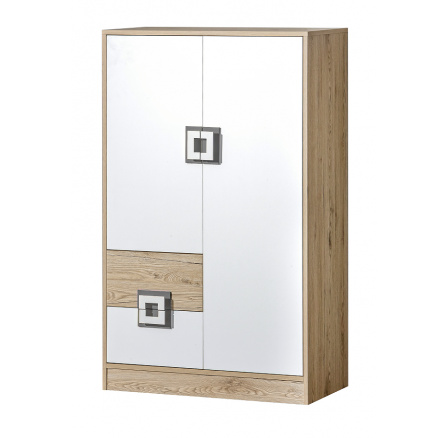 Komoda NICO 07, Světlý Dub/Bílá/Šedá