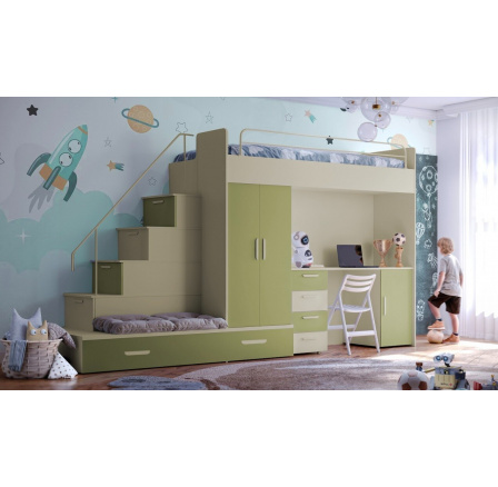 Vyvýšená postel PARADISE 5, Kašmír Zelená mat