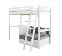 Vysoká postel s psacím stolem a rozkl. pohovkou Actim bílá