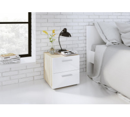 Noční stolek PEDRO 500, Dub sonoma/Bílá lesk