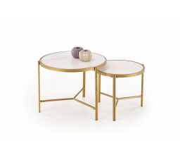 Konferenční stolek FATIMA, efekt bílého mramoru / zlato