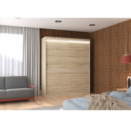 Posuvná skříň s LED osvětlením LINCOLN 180 Sonoma+Sonoma Posuvná skříň s LED osvětlením LINCOLN 180 Sonoma+Sonoma