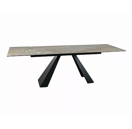 STŮL SALVADORE KERAMICKÝ BÉŽOVÝ ONYX ZLATÝ/ČERNÝ MAT 160(240)X90