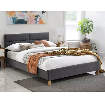 Postel SIERRA Velvet, 140x200 cm, šedý Aksamit 150