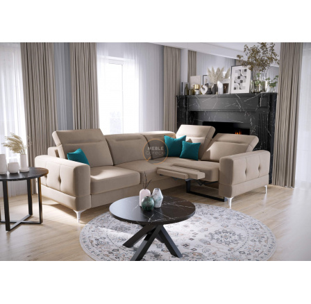 Rohová sedací souprava MALIBU , relax s funkcí spaní 185x250 cm - pravá, béžová