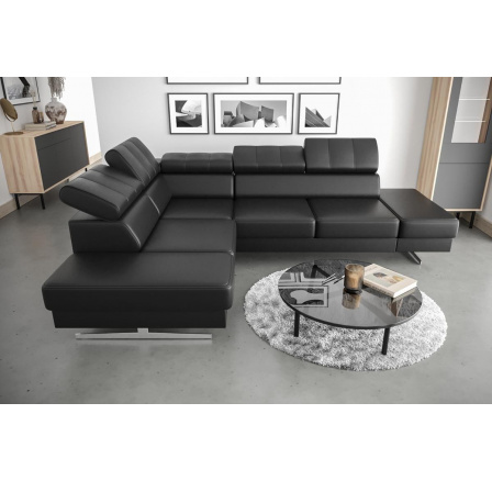 Rohová sedací souprava EMPORIO 225X300 - levá, Eko Kůže černá