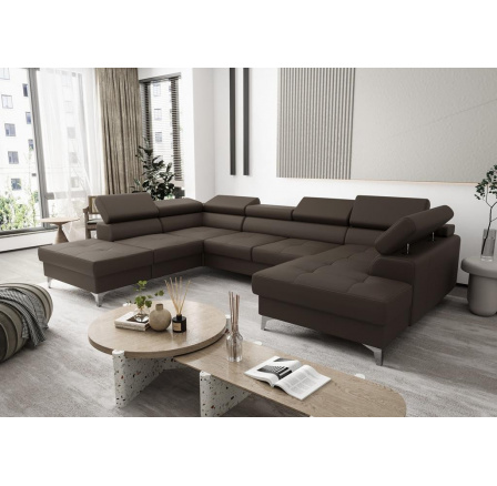 Rohová sedací souprava TOSCANIA MAX II 170x350x220 přírodní kůže - levá, Hnědá kůže