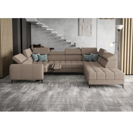 Rohová sedací souprava PORTO MAX I , relax 225X350X193 cm - pravá, béžová