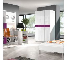 Šatní skříň PARADISE 3 Bílá Fialová