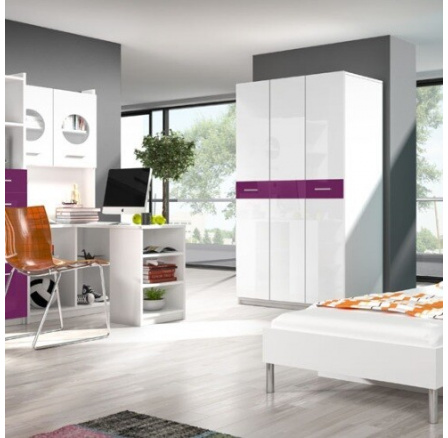 Šatní skříň PARADISE 3 Bílá Fialová