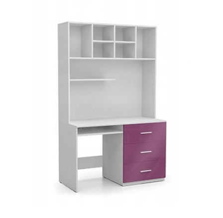Psací stůl PARADISE 3, Bílá/Fialová