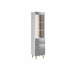 Vitrina BRILLO W1D2S, Bílý mat + Šedý lak
