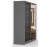 Šatní skříň MULTI 31 - 233 cm, Šedá/Černý Lesk