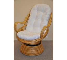 Ratanové houpací křeslo Swivel medové bílý polstr