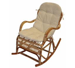 Houpací křeslo Klasik ratan semambo  natural - polstr béžový melír