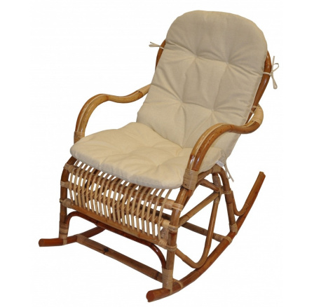 Houpací křeslo Klasik ratan semambo  natural - polstr béžový melír