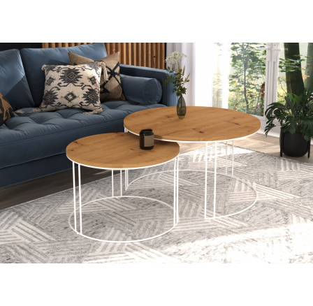 Konferenční stolek 2v1 ETTA Bílý+Artisan