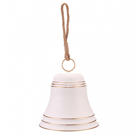 Zvonek - závěsná ozdoba, kov, bílý