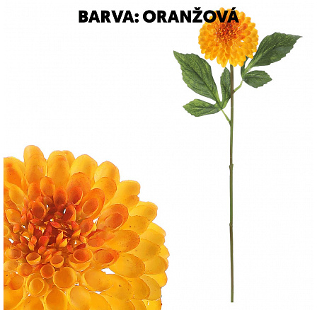 Chryzantéma - umělá řezaná, 3 květy, barva oranžová Chryzantéma - umělá řezaná, 3 květy, barva oranžová