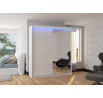 Posuvná skříň se zrcadlem a LED osvětlením CARO 180 Bílá+Bílá