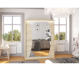 Posuvná skříň se zrcadlem a LED osvětlením MODESTO 150 Sonoma+Sonoma