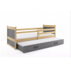 Dětská postel RICO Přírodní/Grafit, s přistýlkou 90x190 cm, bez matrace