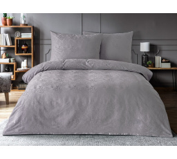Luxusní žakárové povlečení 140x200, 70x90cm listy světle šedé