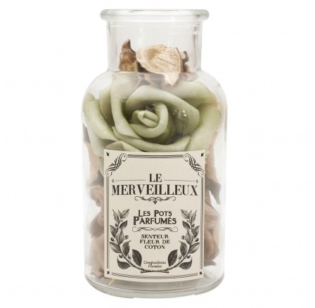 Skleněná nádoba 16 cm s potpourri zelená