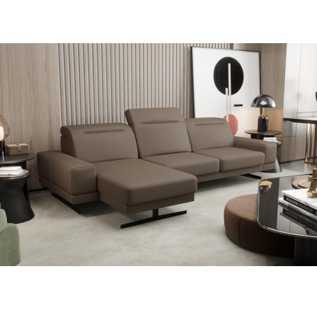 Rohová Kožená sedací souprava FIORE MINI 265x180 cm - hnědá , levá