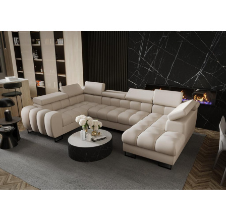 Rohová sedací souprava ASPEN MAX II 195x350x170 cm přírodní kůže - levá, Kůže ecru