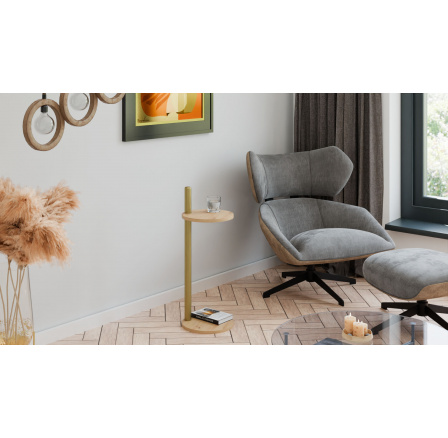 Pomocný stolek Claro kulatý průměr 30 cm - různé barvy na výběr - Dub Artisan, Zlatý