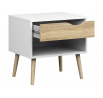 Noční stolek RETRO 394, Bílá/Dub