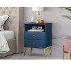 Noční stolek MARINE 10, Tmavě modrá/Zlatá