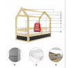 Dětská postel DOMEK s úložným prostorem s matrací, Přírodní