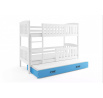 Dětská patrová postel KUBUS 3 s přistýlkou 90x200 cm, bez matrace, Bílá/Modrá