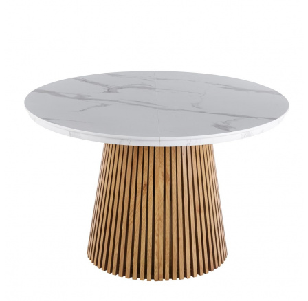 PŘEDPRODEJ -15% do 29.12 ! Rozkládací stůl (bílý mramor/dub) 120(160/200)x120 ST30-FX