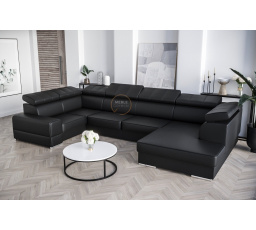 Rohová sedací souprava ROYAL MAX I 210x375x185 - černá eko kůže , levá