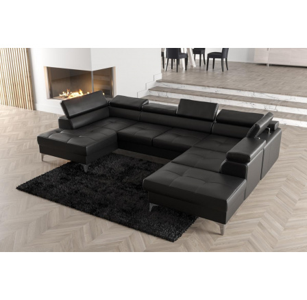 Rohová sedací souprava TOSCANIA MAX II 170x350x220 - černá eko kůže , pravá