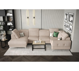 Rohová sedací souprava MALIBU MAX II 180x350x182 cm - béžová, Pravá strana