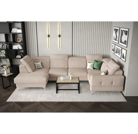 Rohová sedací souprava MALIBU MAX II 180x350x182 cm - béžová, Pravá strana