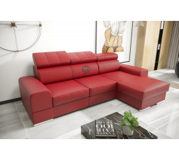 Rohová sedací souprava ROYAL MINI 260×160 přírodní kůže - červená kůže , pravá
