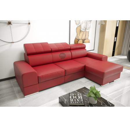 Rohová sedací souprava ROYAL MINI 260×160 přírodní kůže - červená kůže , pravá