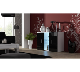 Komoda SOHO S-7, Bílá/Černý lesk