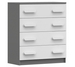 Komoda 4S SMYK II - 02, Šedá/Bílá/Bílá