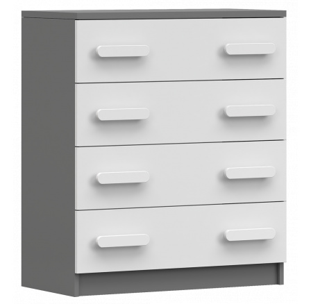 Komoda 4S SMYK II - 02, Šedá/Bílá/Bílá